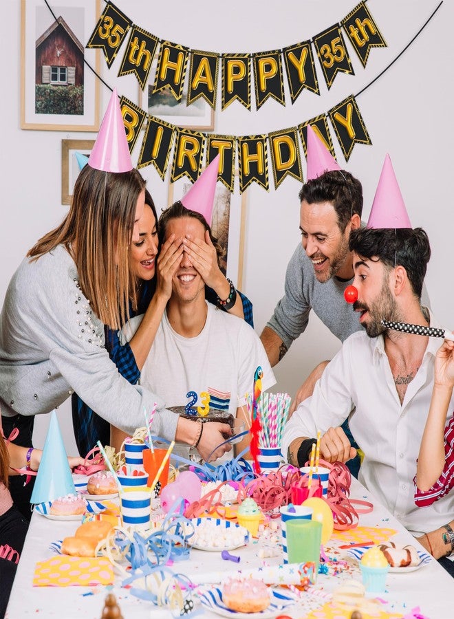 Wobbox 35th Happy Birthday Banner, 35th Happy Birthday Decoration Items (Black) (FP4528) - Image 5
